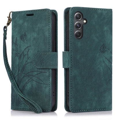 For Samsung Galaxy S24+ / S25+ 5G Orchid Butterfly Embossed Leather Phone Case(Green) - Galaxy S24+ 5G Cases by PMC Jewellery | Online Shopping South Africa | PMC Jewellery | Buy Now Pay Later Mobicred