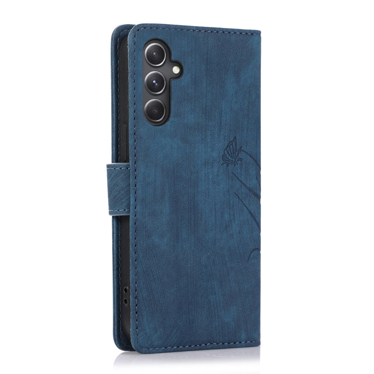 For Samsung Galaxy S24+ / S25+ 5G Orchid Butterfly Embossed Leather Phone Case(Blue) - Galaxy S24+ 5G Cases by PMC Jewellery | Online Shopping South Africa | PMC Jewellery | Buy Now Pay Later Mobicred