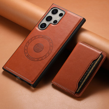 For Samsung Galaxy S23 Ultra 5G Denior Cowhide Texture Leather MagSafe Detachable Wallet Phone Case(Brown) - Galaxy S23 Ultra 5G Cases by Denior | Online Shopping South Africa | PMC Jewellery | Buy Now Pay Later Mobicred