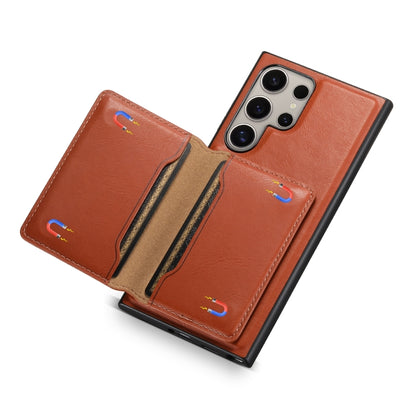 For Samsung Galaxy S23 Ultra 5G Denior Cowhide Texture Leather MagSafe Detachable Wallet Phone Case(Brown) - Galaxy S23 Ultra 5G Cases by Denior | Online Shopping South Africa | PMC Jewellery | Buy Now Pay Later Mobicred