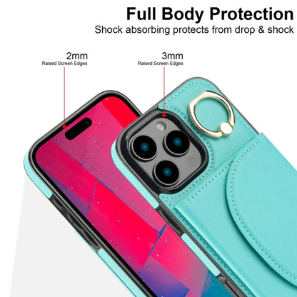 For iPhone 16 Pro Max YM007 Ring Holder Card Bag Skin Feel Phone Case(Green) - iPhone 16 Pro Max Cases by PMC Jewellery | Online Shopping South Africa | PMC Jewellery | Buy Now Pay Later Mobicred