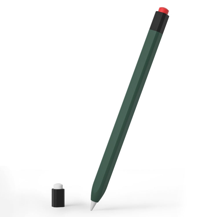 For Apple Pencil 1 Retro Pencil Style Liquid Silicone Stylus Case(Dark Green) - Pencil Accessories by PMC Jewellery | Online Shopping South Africa | PMC Jewellery | Buy Now Pay Later Mobicred