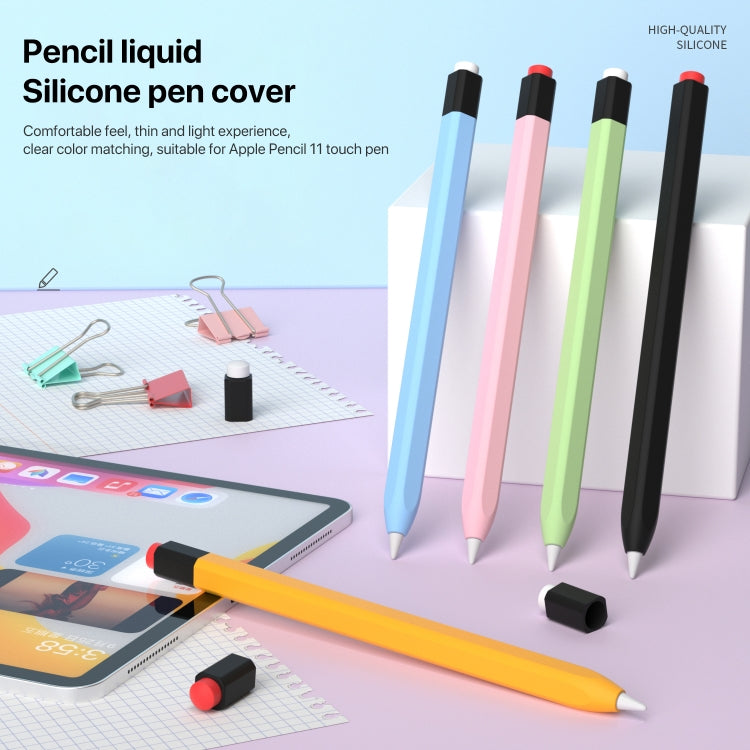 For Apple Pencil 1 Retro Pencil Style Liquid Silicone Stylus Case(Light Green) - Pencil Accessories by PMC Jewellery | Online Shopping South Africa | PMC Jewellery | Buy Now Pay Later Mobicred