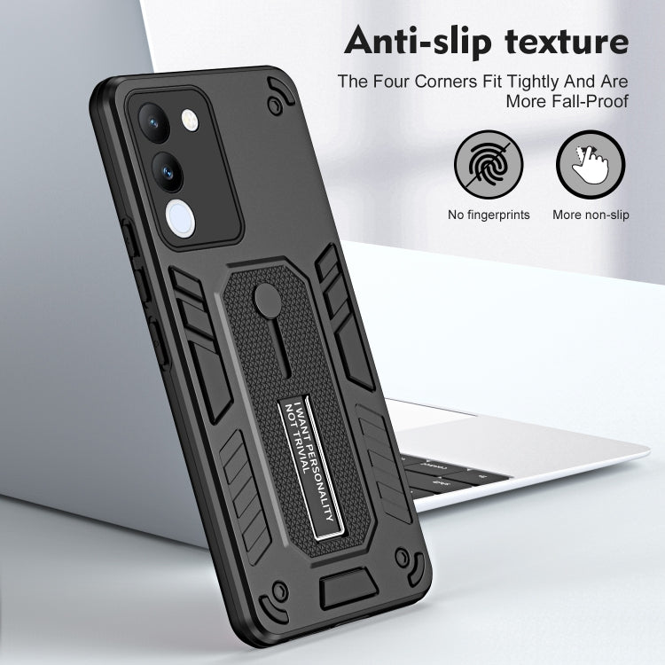 For vivo V29e 5G Variety Brave Armor Finger Loop Holder Phone Case(Black) - vivo Cases by PMC Jewellery | Online Shopping South Africa | PMC Jewellery | Buy Now Pay Later Mobicred