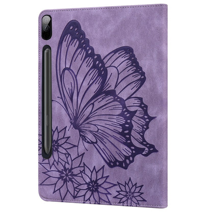 For Samsung Galaxy Tab S9 FE+ / S9+ / S8+ Big Butterfly Embossed Leather Tablet Case(Purple) - Galaxy Tab S9+ Cases by PMC Jewellery | Online Shopping South Africa | PMC Jewellery | Buy Now Pay Later Mobicred