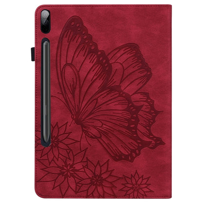 For Samsung Galaxy Tab S9 FE+ / S9+ / S8+ Big Butterfly Embossed Leather Tablet Case(Red) - Galaxy Tab S9+ Cases by PMC Jewellery | Online Shopping South Africa | PMC Jewellery | Buy Now Pay Later Mobicred