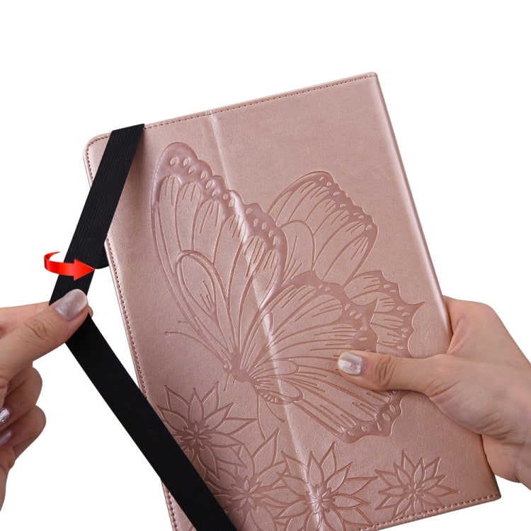 For Samsung Galaxy Tab S9 Ultra / S8 Ultra Big Butterfly Embossed Leather Tablet Case(Rose Gold) - Galaxy Tab S9 Ultra Cases by PMC Jewellery | Online Shopping South Africa | PMC Jewellery | Buy Now Pay Later Mobicred