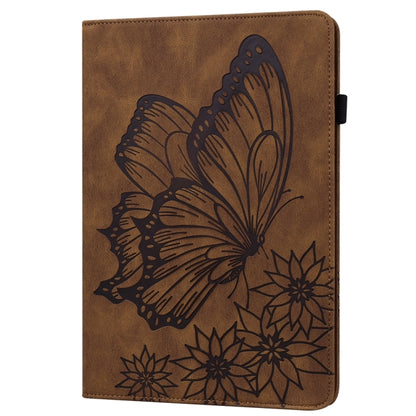 For Samsung Galaxy Tab S9 Ultra / S8 Ultra Big Butterfly Embossed Leather Tablet Case(Brown) - Galaxy Tab S9 Ultra Cases by PMC Jewellery | Online Shopping South Africa | PMC Jewellery | Buy Now Pay Later Mobicred