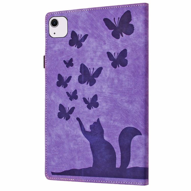 For iPad Air 11 2024 / Pro 11 2021 / 2020 Butterfly Cat Embossing Leather Tablet Case(Purple) - iPad Air 11 2024 Cases by PMC Jewellery | Online Shopping South Africa | PMC Jewellery | Buy Now Pay Later Mobicred