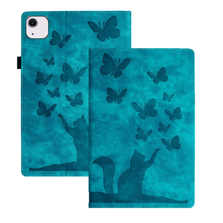 For iPad Air 11 2024 / Pro 11 2021 / 2020 Butterfly Cat Embossing Leather Tablet Case(Sky Blue) - iPad Air 11 2024 Cases by PMC Jewellery | Online Shopping South Africa | PMC Jewellery | Buy Now Pay Later Mobicred