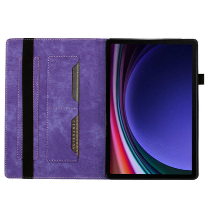 For Samsung Galaxy Tab S9 Ultra / S8 Ultra Butterfly Cat Embossing Leather Tablet Case(Purple) - Galaxy Tab S9 Ultra Cases by PMC Jewellery | Online Shopping South Africa | PMC Jewellery | Buy Now Pay Later Mobicred