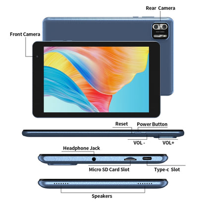 Pritom B8 WiFi Tablet PC 8 inch,  4GB+64GB, Android 13 Allwinner A523 Octa Core CPU Support Google Play(Blue) - Other by PRITOM | Online Shopping South Africa | PMC Jewellery | Buy Now Pay Later Mobicred