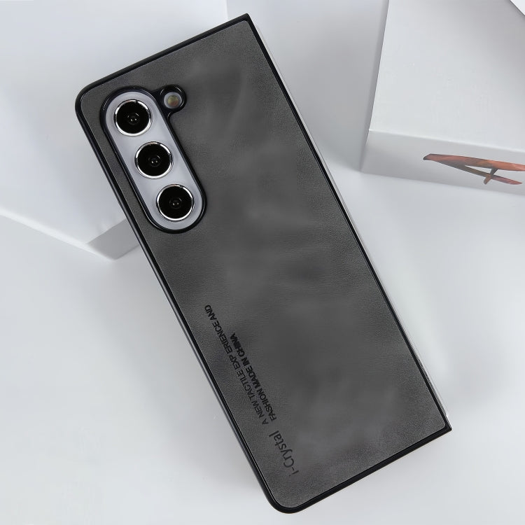 For Samsung Galaxy Z Fold5 i.Crystal Lambskin Folding Phone Case(Dark Grey) - Galaxy Z Fold5 Cases by PMC TechLife | Online Shopping South Africa | PMC TechLife
