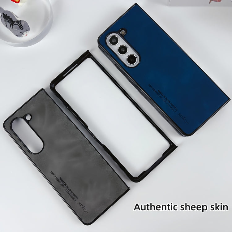 For Samsung Galaxy Z Fold5 i.Crystal Lambskin Folding Phone Case(Dark Grey) - Galaxy Z Fold5 Cases by PMC TechLife | Online Shopping South Africa | PMC TechLife