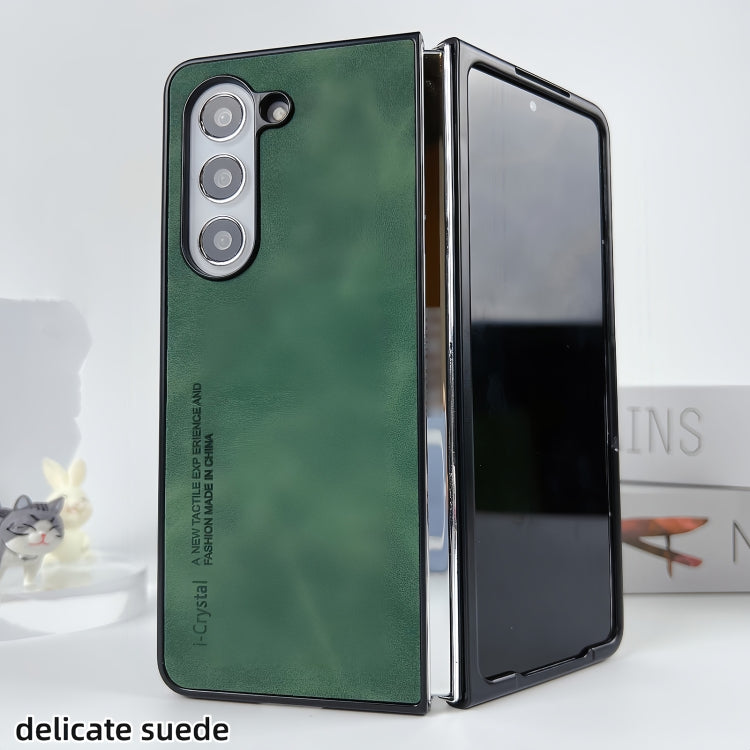 For Samsung Galaxy Z Fold5 i.Crystal Lambskin Folding Phone Case(Dark Grey) - Galaxy Z Fold5 Cases by PMC TechLife | Online Shopping South Africa | PMC TechLife