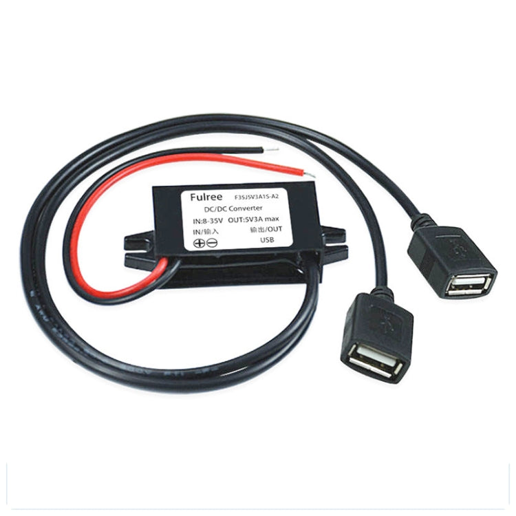 12V to 5V 3A Car Power Converter DC Module Voltage Regulator, Style:Dual USB Female - Car Modification by PMC Jewellery | Online Shopping South Africa | PMC Jewellery | Buy Now Pay Later Mobicred