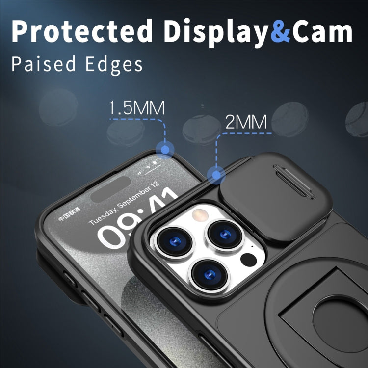 For iPhone 14 Pro Max Camshield MagSafe Ring Holder Armor Phone Case(Black) - iPhone 14 Pro Max Cases by PMC TechLife | Online Shopping South Africa | PMC TechLife