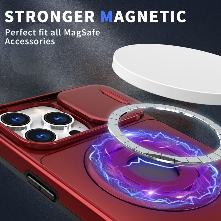 For iPhone 13 Pro Camshield MagSafe Ring Holder Armor Phone Case(Red) - iPhone 13 Pro Cases by PMC Jewellery | Online Shopping South Africa | PMC Jewellery