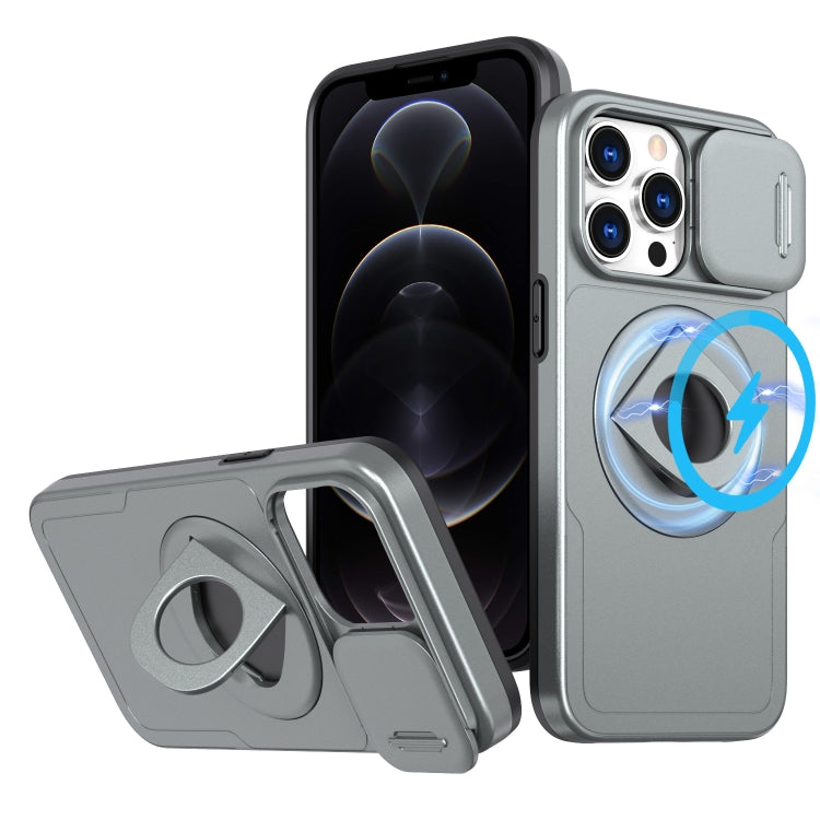 For iPhone 12 Pro Max Camshield MagSafe Ring Holder Armor Phone Case(Titanium Grey) - iPhone 12 Pro Max Cases by PMC Jewellery | Online Shopping South Africa | PMC Jewellery