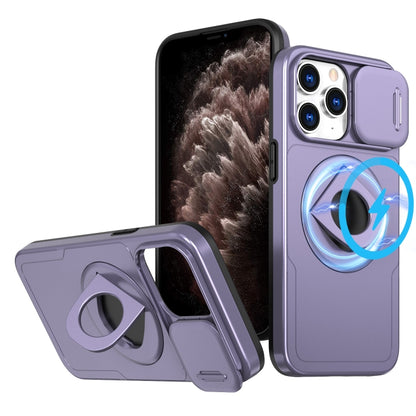 For iPhone 11 Pro Camshield MagSafe Ring Holder Armor Phone Case(Purple) - iPhone 11 Pro Cases by PMC Jewellery | Online Shopping South Africa | PMC Jewellery