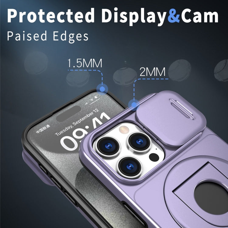 For iPhone 12 Pro Camshield MagSafe Ring Holder Armor Phone Case(Purple) - iPhone 12 / 12 Pro Cases by PMC TechLife | Online Shopping South Africa | PMC TechLife