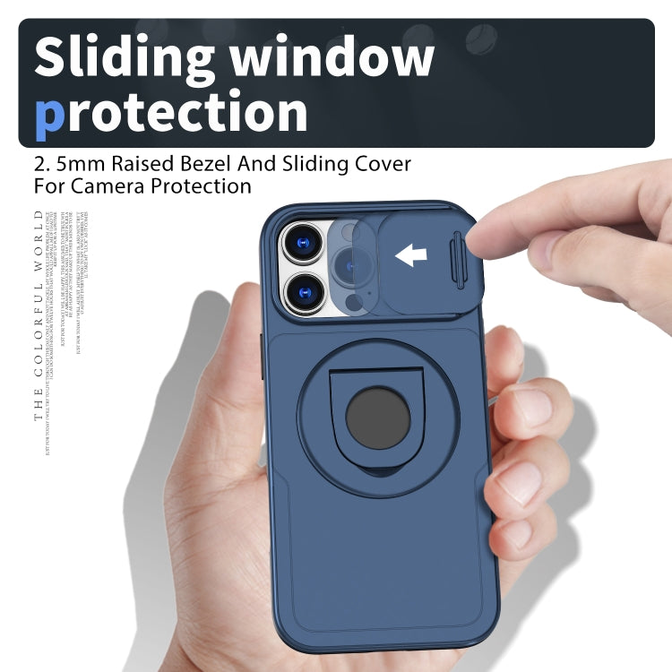 For iPhone 16 Pro Camshield MagSafe Ring Holder Armor Phone Case(Blue) - iPhone 16 Pro Cases by PMC TechLife | Online Shopping South Africa | PMC TechLife | Buy Now Pay Later Mobicred