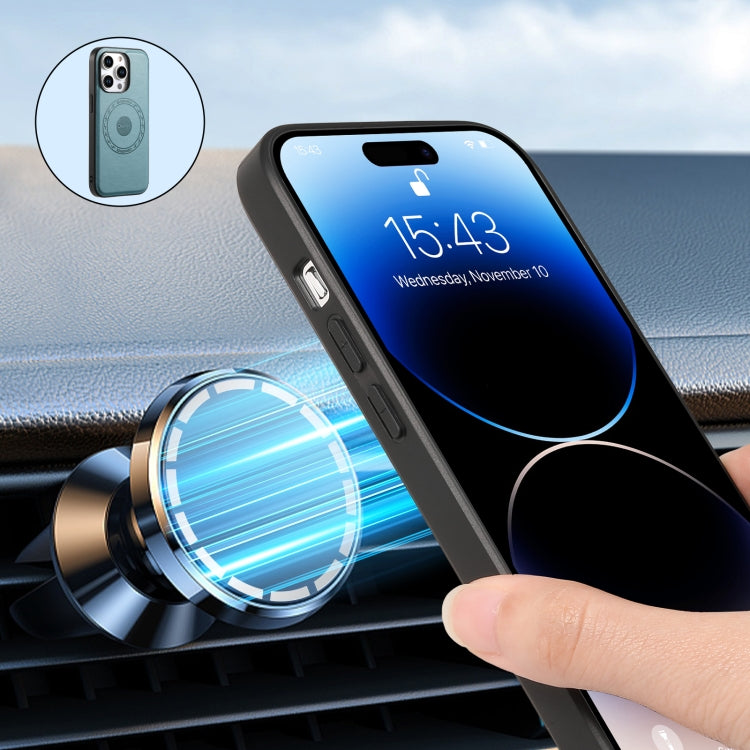 For iPhone 14 Plus Denior Cowhide Texture Leather MagSafe Phone Case(Blue) - free shipping - PMC TechLife - Order now!