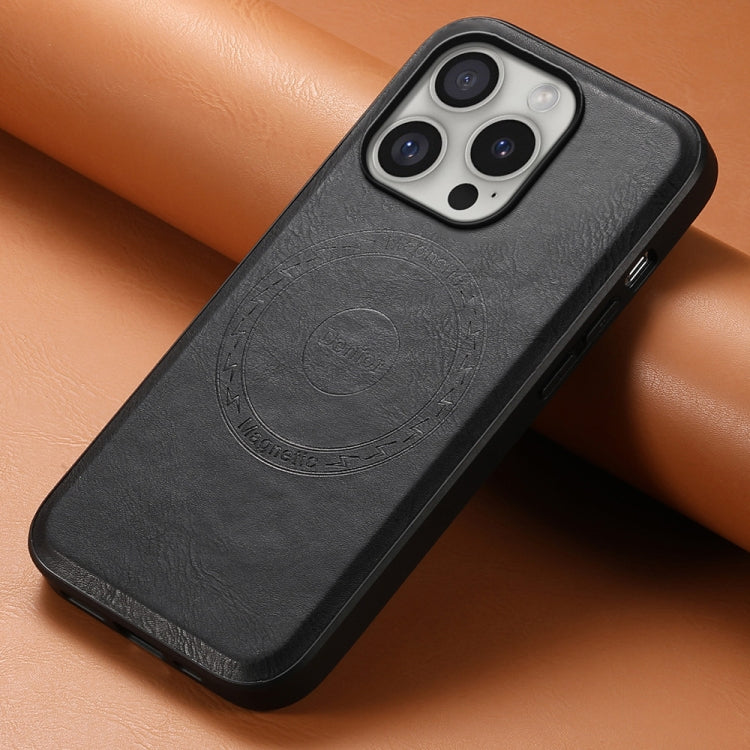 For iPhone 16 Pro Max Denior Cowhide Texture Leather MagSafe Phone Case(Black) - iPhone 16 Pro Max Cases by Denior | Online Shopping South Africa | PMC Jewellery | Buy Now Pay Later Mobicred