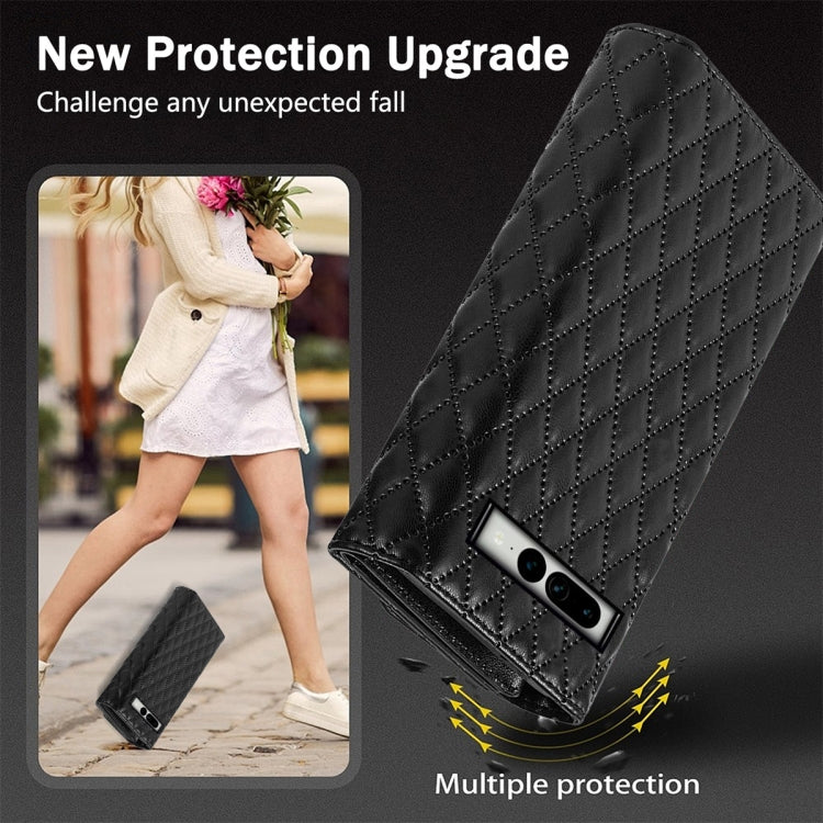 For Google Pixel 7 Pro Zipper Multi-Card Wallet Rhombic Leather Phone Case(Black) - Google Cases by PMC TechLife | Online Shopping South Africa | PMC TechLife | Buy Now Pay Later Mobicred