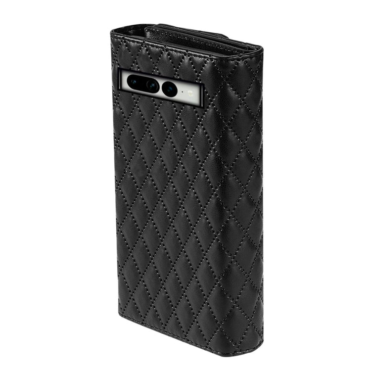For Google Pixel 6 Zipper Multi-Card Wallet Rhombic Leather Phone Case(Black) - Google Cases by PMC TechLife | Online Shopping South Africa | PMC TechLife | Buy Now Pay Later Mobicred