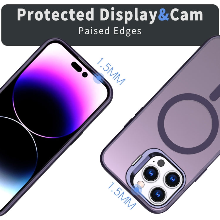 For iPhone 14 Pro Metal Invisible Camera Holder MagSafe Magnetic Phone Case(Purple) - iPhone 14 Pro Cases by PMC Jewellery | Online Shopping South Africa | PMC Jewellery