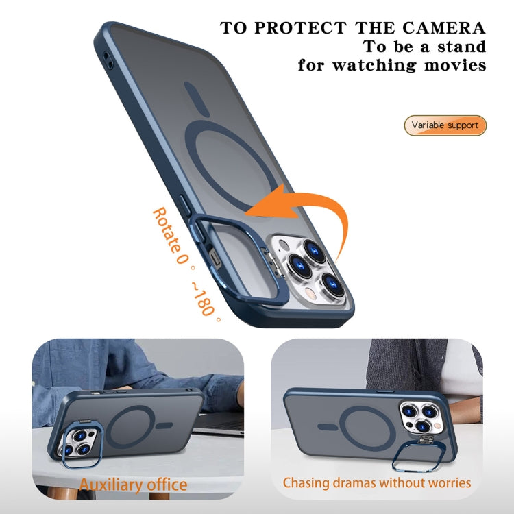 For iPhone 13 Pro Max Metal Invisible Camera Holder MagSafe Magnetic Phone Case(Blue) - iPhone 13 Pro Max Cases by PMC TechLife | Online Shopping South Africa | PMC TechLife