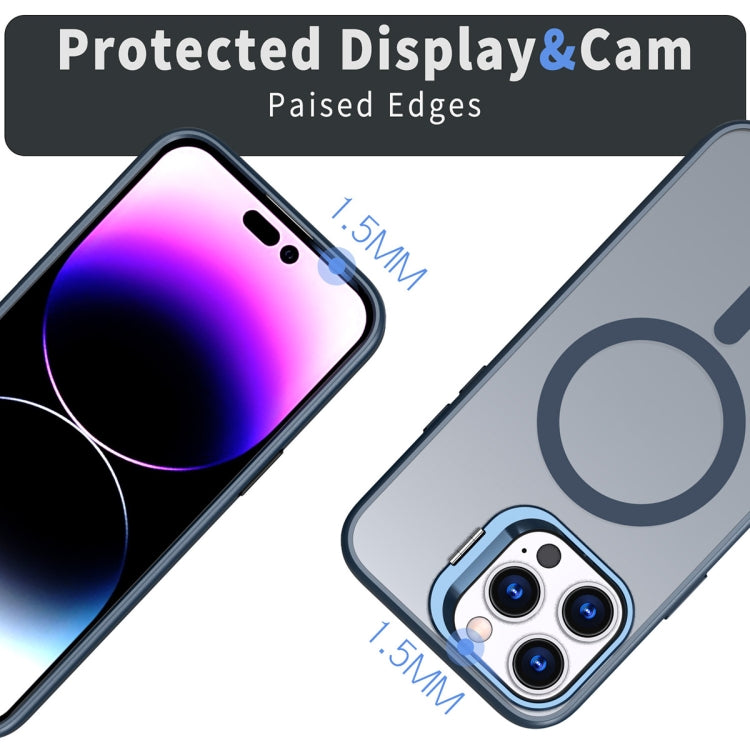 For iPhone 11 Pro Metal Invisible Camera Holder MagSafe Magnetic Phone Case(Blue) - iPhone 11 Pro Cases by PMC Jewellery | Online Shopping South Africa | PMC Jewellery