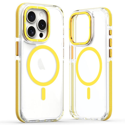 For iPhone 14 Pro Dual-Color Clear Acrylic Hybrid TPU MagSafe Phone Case(Yellow) - iPhone 14 Pro Cases by PMC Jewellery | Online Shopping South Africa | PMC Jewellery