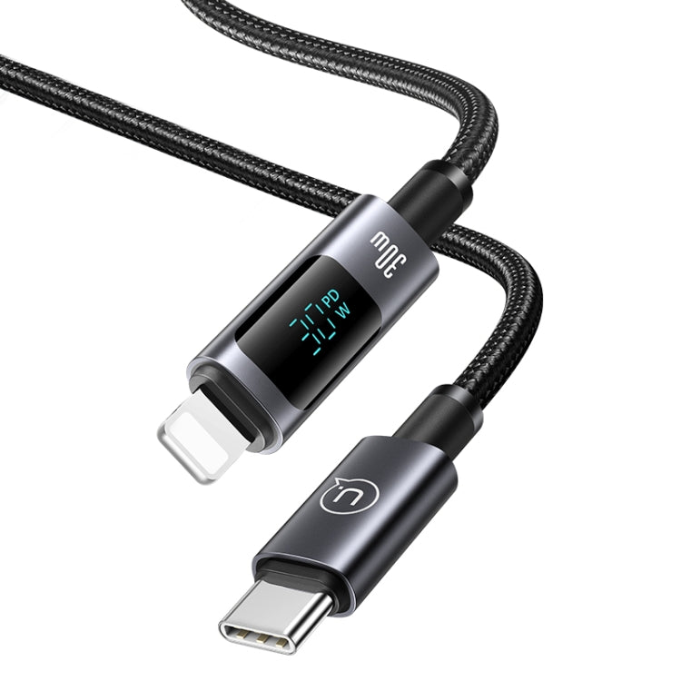 USAMS US-SJ672 Type-C To 8 Pin 30W Fast Charge Digital Display Data Cable, Length: 1.2m(Black) - 2 in 1 Cable by USAMS | Online Shopping South Africa | PMC Jewellery | Buy Now Pay Later Mobicred