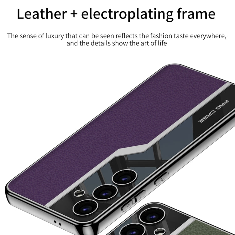 For Samsung Galaxy S24 5G GKK Plating TPU + Leather Supercar Full Coverage Phone Case(Purple) - Galaxy S24 5G Cases by GKK | Online Shopping South Africa | PMC Jewellery | Buy Now Pay Later Mobicred