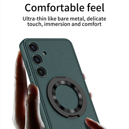 For Samsung Galaxy S24+ 5G GKK Skin Feel Leather MagSafe Magnetic Phone Case with Holder(Green) - Galaxy S24+ 5G Cases by GKK | Online Shopping South Africa | PMC Jewellery