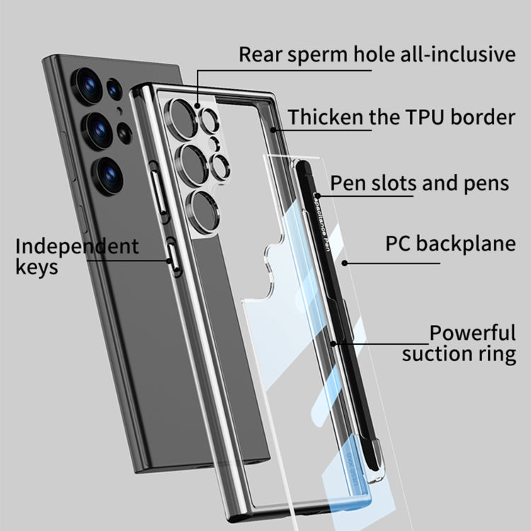 For Samsung Galaxy S24 Ultra 5G GKK Space Frame Transparent PC + TPU Phone Case with Pen(Transparent Black) - Galaxy S24 Ultra 5G Cases by GKK | Online Shopping South Africa | PMC Jewellery | Buy Now Pay Later Mobicred