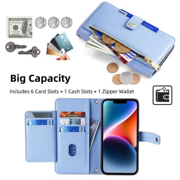 For Itel A48 Sheep Texture Cross-body Zipper Wallet Leather Phone Case(Blue) - More Brand by PMC TechLife | Online Shopping South Africa | PMC TechLife | Buy Now Pay Later Mobicred