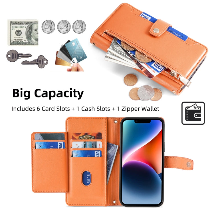 For Itel P55+ 4G Sheep Texture Cross-body Zipper Wallet Leather Phone Case(Orange) - free shipping - PMC TechLife - Order now!