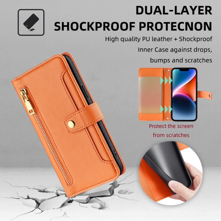 For itel RS4 4G Sheep Texture Cross-body Zipper Wallet Leather Phone Case(Orange) - free shipping - PMC TechLife - Order now!