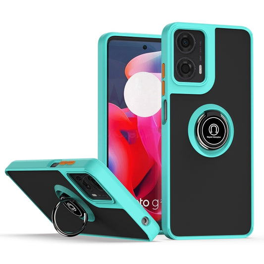 For Motorola Moto G24 / G04 Q Shadow 1 Series TPU + PC Phone Case with Ring(Sky Blue) - Motorola Cases by PMC Jewellery | Online Shopping South Africa | PMC Jewellery | Buy Now Pay Later Mobicred