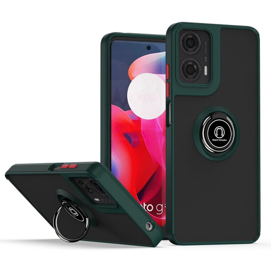 For Motorola Moto G24 / G04 Q Shadow 1 Series TPU + PC Phone Case with Ring(Dark Green) - Motorola Cases by PMC Jewellery | Online Shopping South Africa | PMC Jewellery | Buy Now Pay Later Mobicred