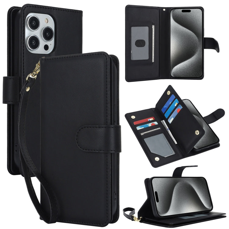 For iPhone 15 Pro Max Multi-Card Wallet RFID Leather Phone Case(Black) - iPhone 15 Pro Max Cases by PMC TechLife | Online Shopping South Africa | PMC TechLife
