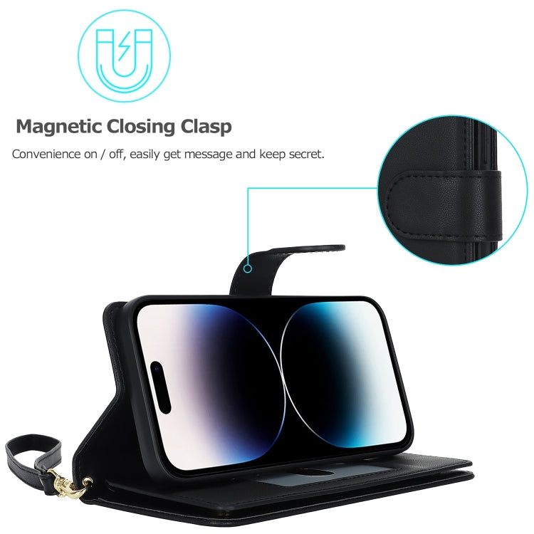 For iPhone 15 Pro Max Multi-Card Wallet RFID Leather Phone Case(Black) - iPhone 15 Pro Max Cases by PMC TechLife | Online Shopping South Africa | PMC TechLife