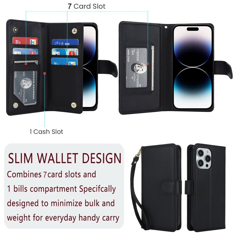 For iPhone 15 Pro Max Multi-Card Wallet RFID Leather Phone Case(Black) - iPhone 15 Pro Max Cases by PMC TechLife | Online Shopping South Africa | PMC TechLife