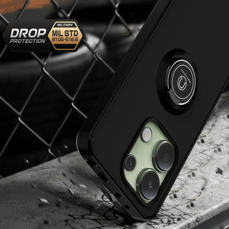 For Xiaomi Redmi Note 13 4G Q Shadow 1 Series TPU + PC Phone Case with Ring(Black+Black) - Note 13 Cases by PMC TechLife | Online Shopping South Africa | PMC TechLife