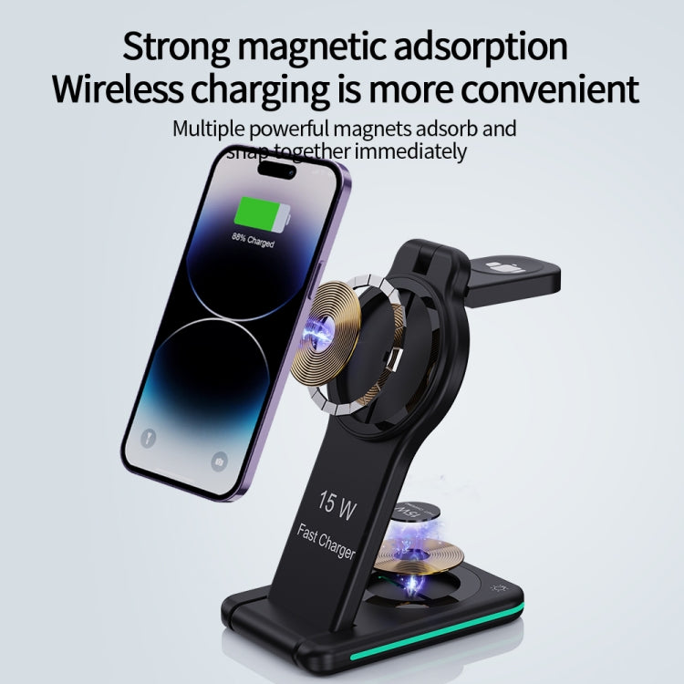 H60 5 in 1 Folding Multi-function Magnetic Wireless Charger(Black) - Wireless Charger by PMC TechLife | Online Shopping South Africa | PMC TechLife