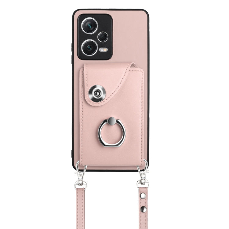 For Xiaomi Redmi Note 12 Pro+ 5G Global Organ Card Bag Ring Holder Phone Case with Long Lanyard(Pink) - Xiaomi Cases by PMC Jewellery | Online Shopping South Africa | PMC Jewellery | Buy Now Pay Later Mobicred