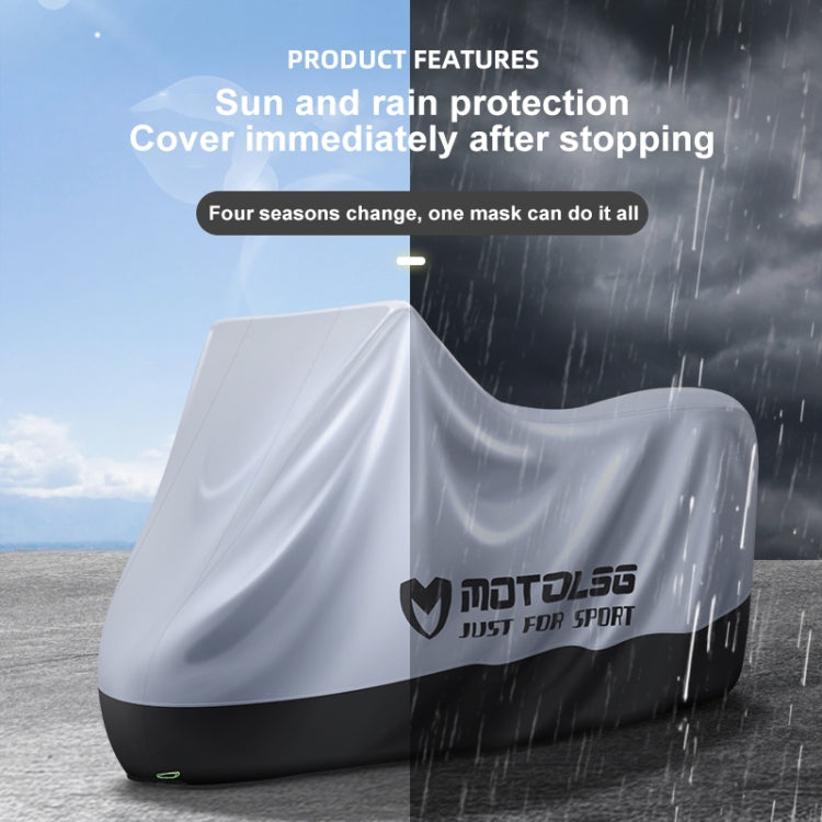 MOTOLSG Motorcycle Waterproof Sunproof Dustproof Thickening Cover, Size:L(Silver Black) - Raincoat by MOTOLSG | Online Shopping South Africa | PMC Jewellery | Buy Now Pay Later Mobicred